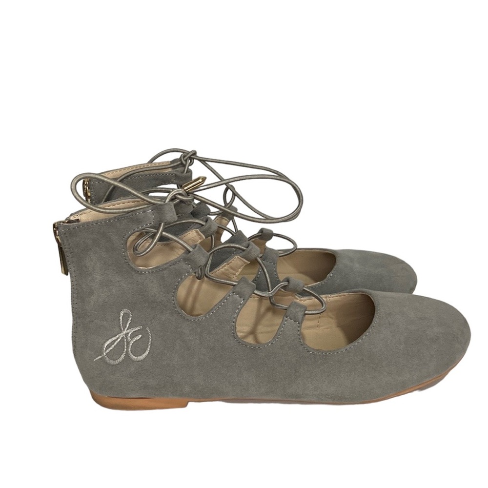 Sam Edelman Felicia Stella Girls Size 3 Grey High Top Ballet Flat Shoes Lace Up